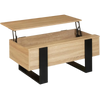 Table basse relevable en bois et noir style industriel – plateau relevable et rangement