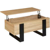 Table basse relevable en bois et noir style industriel – plateau relevable et rangement 1