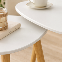 Table basse gigogne ovale blanche et bois scandinave – 2 tables 4