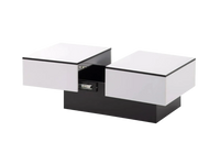 Table basse rectangulaire extensible avec rangements noire et blanche – Plateau extensible 1