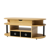 Table basse ovale relevable avec rangements design et bois – Plateau relevable
