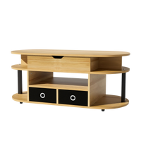 Table basse ovale relevable avec rangements design et bois – Plateau relevable 1