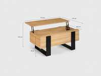 Table basse relevable en bois et noir style industriel – plateau relevable et rangement 4