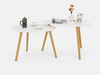 Table basse gigogne ovale blanche et bois scandinave – 2 tables