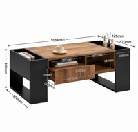 Table basse en bois rectangulaire design avec tiroir et rangements – Rangement intégré 5