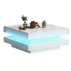 Table basse carrée blanche avec LED et plateau pivotant – Plateau pivotant 360°
