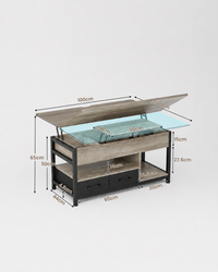 Table basse relevable extensible grise avec rangements – Plateau relevable, 4 à 6 couverts 4
