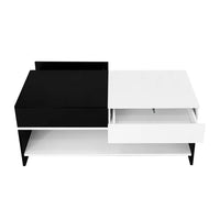 Table basse rectangulaire noire et blanche design avec rangements – Tiroir & compartiments 6