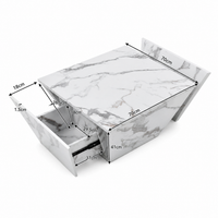 Table basse effet marbre blanche avec tiroirs – Trapézoïdale & 2 tiroirs 7