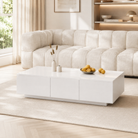 Table basse blanche laquée avec rangement et tiroirs design – Ouverture par pression 2