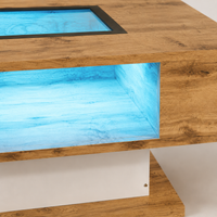 Table basse bois et verre moderne avec LED et rangements – Vitrine LED & 2 tiroirs 5