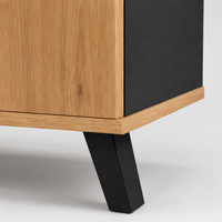 Table basse rectangulaire design moderne – Bois & noir, tiroir et niches 6