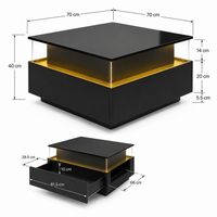 Table basse carrée avec vitrine et LED – Vitrine & LED personnalisable 6
