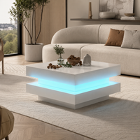 Table basse carrée blanche avec LED et plateau pivotant – Plateau pivotant 360° 3