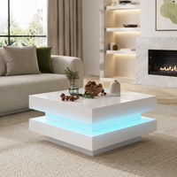 Table basse carrée blanche avec LED et plateau pivotant – Plateau pivotant 360° 4