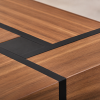Table basse carrée bois et noir avec tiroirs de rangement – 4 tiroirs & plateau inférieur 5