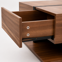 Table basse carrée bois et noir avec tiroirs de rangement – 4 tiroirs & plateau inférieur 6