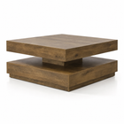 Table basse carrée avec plateau pivotant et plateau inférieur – Rangement modulable