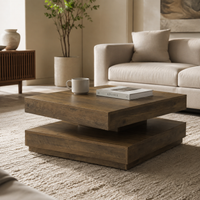 Table basse carrée avec plateau pivotant et plateau inférieur – Rangement modulable 4