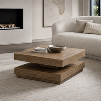 Table basse carrée avec plateau pivotant et plateau inférieur – Rangement modulable 5