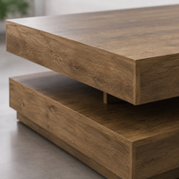 Table basse carrée avec plateau pivotant et plateau inférieur – Rangement modulable 6