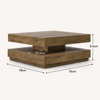 Table basse carrée avec plateau pivotant et plateau inférieur – Rangement modulable 7