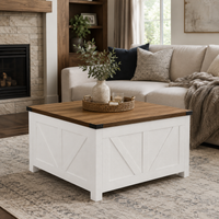 Table basse carrée à plateau relevable en bois design – Relevable & station de charge 2
