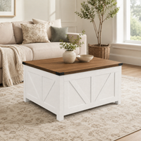 Table basse carrée à plateau relevable en bois design – Relevable & station de charge 4