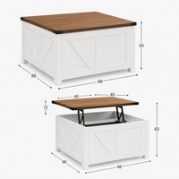 Table basse carrée à plateau relevable en bois design – Relevable & station de charge 7