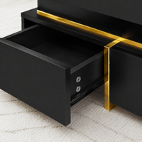 Table basse carrée noire et dorée avec rangements design – Accents dorés & 2 tiroirs 5