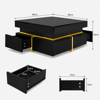 Table basse carrée noire et dorée avec rangements design – Accents dorés & 2 tiroirs 6