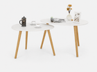Table basse gigogne ovale blanche et bois scandinave – 2 tables