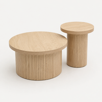 Table basse gigogne en bois design – Rondes en bois naturel, 2 tables 1