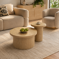 Table basse gigogne en bois design – Rondes en bois naturel, 2 tables 4