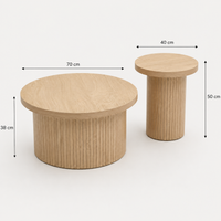 Table basse gigogne en bois design – Rondes en bois naturel, 2 tables 7
