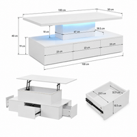 Table basse à double plateau avec LED – Double plateau & LED 16 couleurs 7