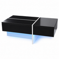 Table basse design noire avec finition blanche avec LED – 3 tiroirs & LED connectée
