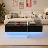 Table basse design noire avec finition blanche avec LED – 3 tiroirs & LED connectée 2
