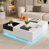 Table basse carrée avec LED et rangement amovible – Coffre amovible & LED 2