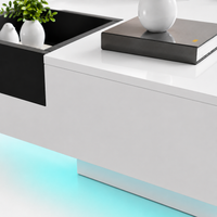 Table basse carrée avec LED et rangement amovible – Coffre amovible & LED 6