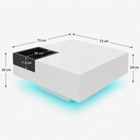 Table basse carrée avec LED et rangement amovible – Coffre amovible & LED 7