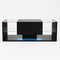 Table basse noire avec étagères en verre et éclairage LED – Verre trempé & LED