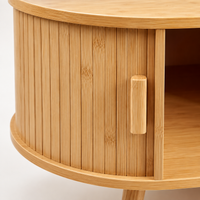 Table basse ovale bois avec rangement au style scandinave – Portes coulissantes 6