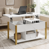 Table basse relevable extensible effet marbre blanche – 4 en 1, relevable & extensible 3