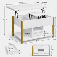 Table basse relevable extensible effet marbre blanche – 4 en 1, relevable & extensible 7